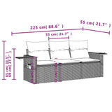 Vidaxl 3-delige loungeset met kussens poly rattan beige