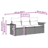 Vidaxl 3-delige loungeset met kussens poly rattan lichtgrijs