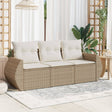 Vidaxl 3-delige loungeset met kussens poly rattan beige