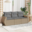 Vidaxl 3-delige loungeset met kussens poly rattan beige