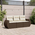 Vidaxl 3-delige loungeset met kussens poly rattan bruin