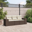 Vidaxl 3-delige loungeset met kussens poly rattan bruin