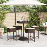 Vidaxl 5-delige tuinbarset met kussens poly rattan bruin