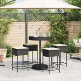 Vidaxl 5-delige tuinbarset met kussens poly rattan zwart