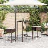 Vidaxl 3-delige tuinbarset met kussens poly rattan bruin