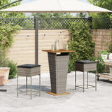 Vidaxl 3-delige tuinbarset met kussens poly rattan grijs