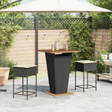 Vidaxl 3-delige tuinbarset met kussens poly rattan zwart