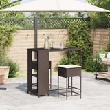 Vidaxl 3-delige tuinbarset met kussens poly rattan bruin