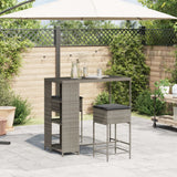 Vidaxl 3-delige tuinbarset met kussens poly rattan grijs
