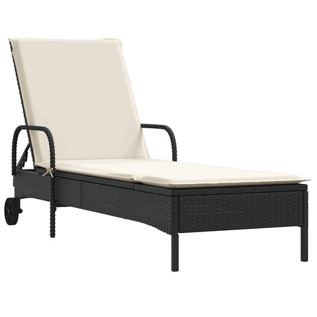 Vidaxl ligstoelen 2 st met kussens poly rattan zwart