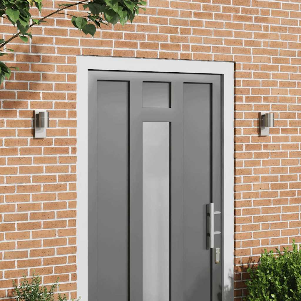Vidaxxl Außenwandleuchte 2 Stk. Silber 6,5 x 10,5 x 16 cm Edelstahl und Glas
