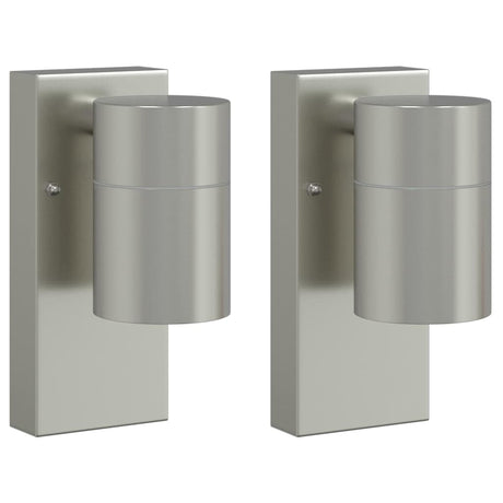 Vidaxxl Außenwandleuchte 2 Stk. Silber 6,5 x 10,5 x 16 cm Edelstahl und Glas