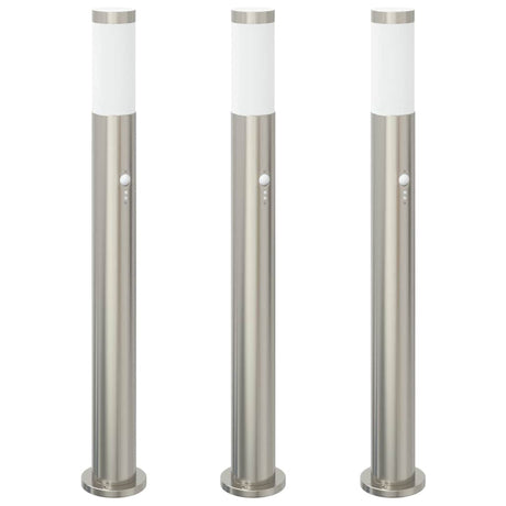 VidaXL Pollerbeleuchtung mit Sensor 3 Stück 80 cm Edelstahl IP44