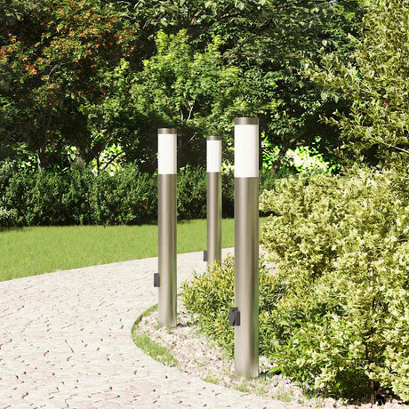Vidaxx Pollerbeleuchtung mit Fassung 3 Stück 80 cm Edelstahl IP44