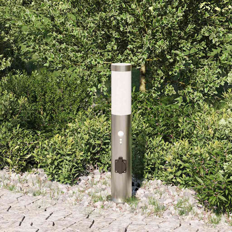 Vidaxx Pollerbeleuchtung mit Sensor und Steckdose 50 cm Edelstahl IP44