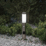 Vidaxx Pollerbeleuchtung mit Sensor und Steckdose 50 cm Edelstahl IP44