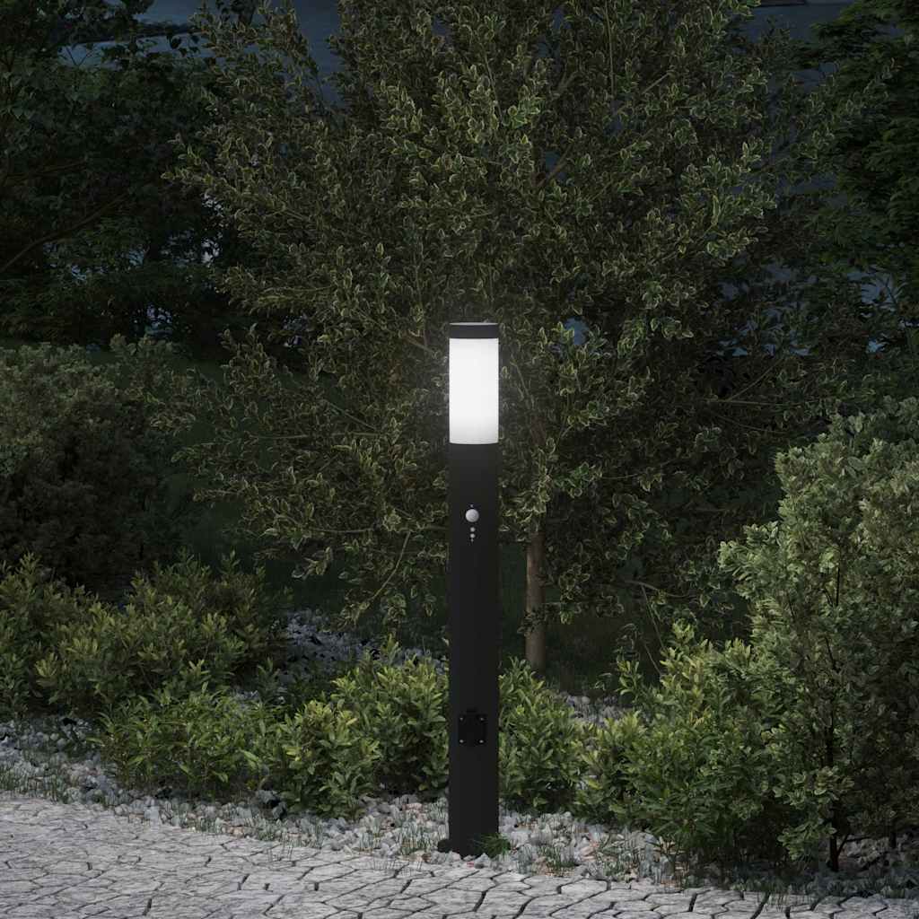 Vidaxl Pollerleuchte mit Sensor und Steckdose 80 cm Edelstahl IP44