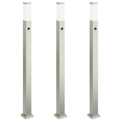 VidaXL Pollerbeleuchtung mit Sensor 3 Stück 110 cm Edelstahl IP44