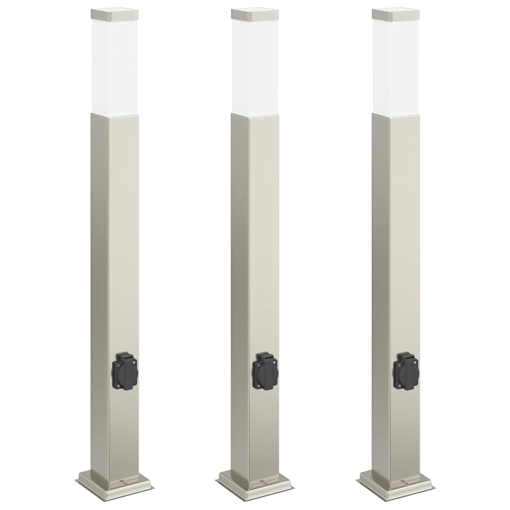 Vidaxx Pollerbeleuchtung mit Fassung 3 Stück 80 cm Edelstahl IP44