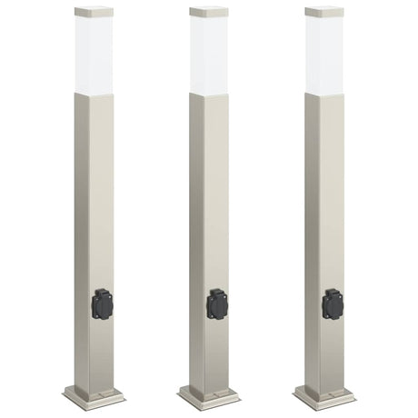Vidaxx Pollerbeleuchtung mit Fassung 3 Stück 80 cm Edelstahl IP44
