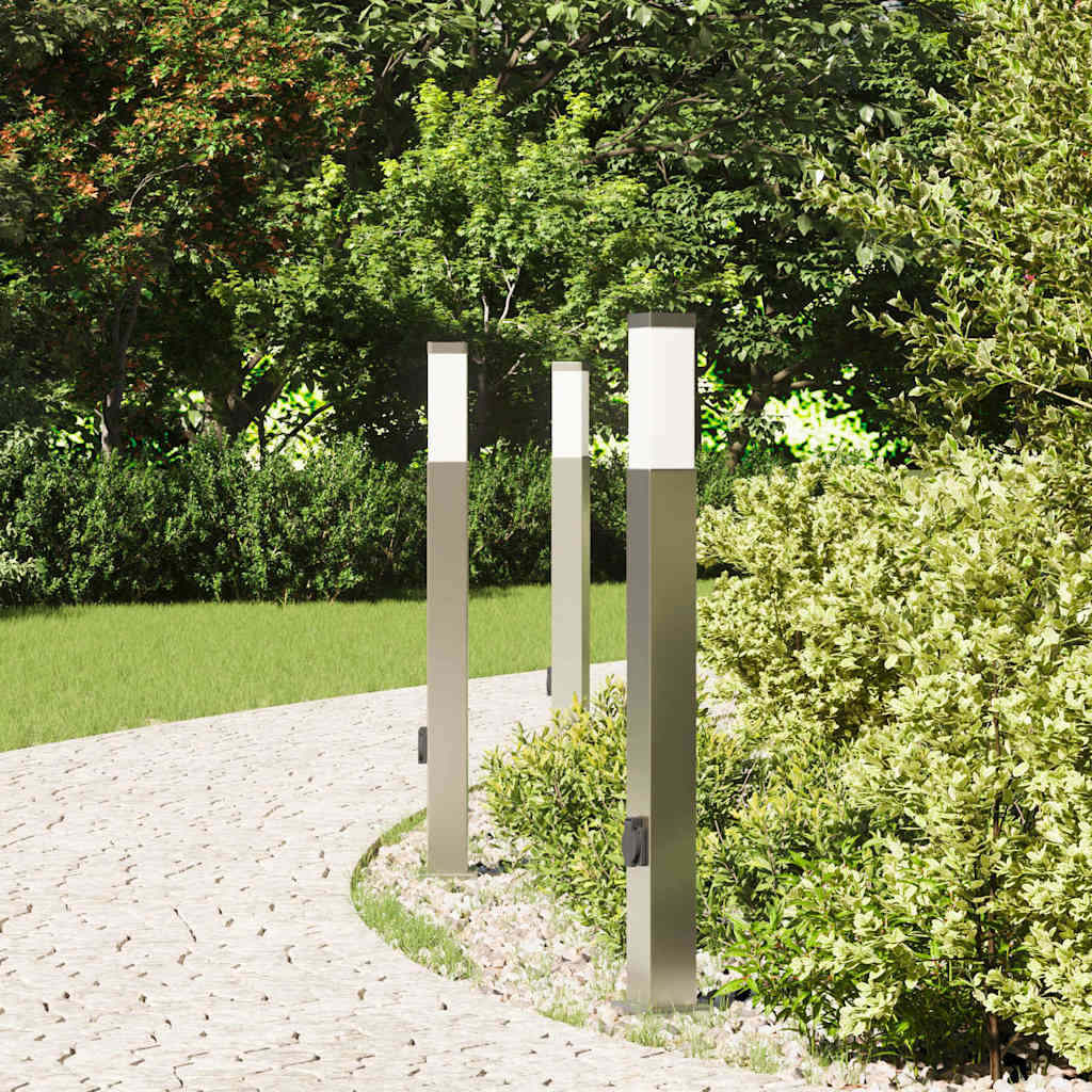 Vidaxx Pollerbeleuchtung mit Fassung 3 Stück 80 cm Edelstahl IP44