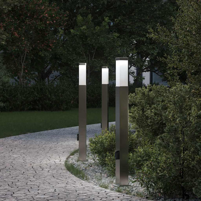 Vidaxx Pollerbeleuchtung mit Fassung 3 Stück 80 cm Edelstahl IP44