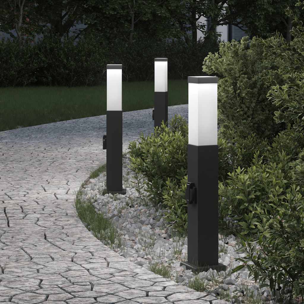 Vidaxx Pollerbeleuchtung mit Fassung 3 Stück 50 cm schwarz IP44
