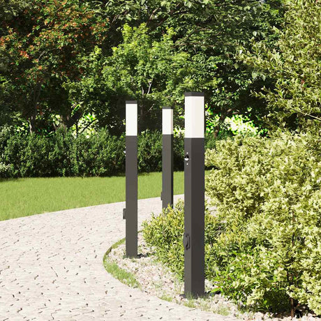 Vidaxx Pollerbeleuchtung mit Sensor und Steckdose 3 Stück 80 cm schwarz IP44
