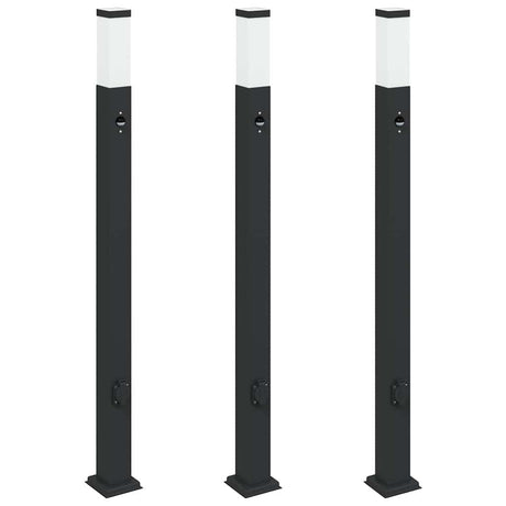 Vidaxx Pollerbeleuchtung mit Sensor und Steckdose 3 Stück 110 cm schwarz IP44