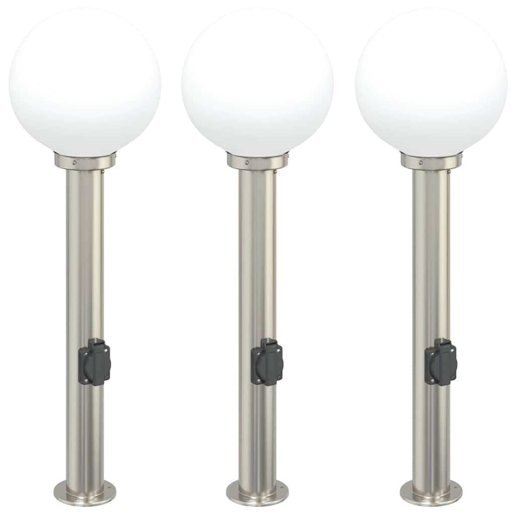 Vidaxx Pollerbeleuchtung mit Fassung 3 Stück 80 cm Edelstahl IP44