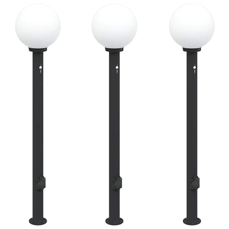 Vidaxx Pollerbeleuchtung mit Sensor und Steckdose 3 Stück 120 cm schwarz IP44