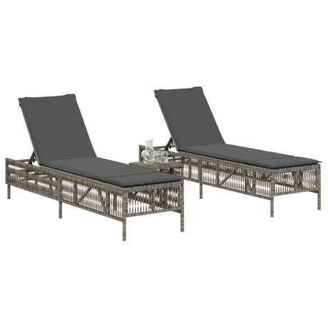 Vidaxl ligstoelen 2 st met kussens poly rattan grijs