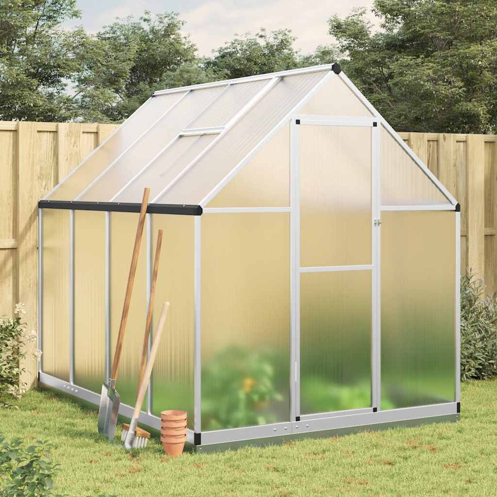 VidaXL Gartengewächshaus mit Grundgestell 224x169x202 cm Aluminium Silber