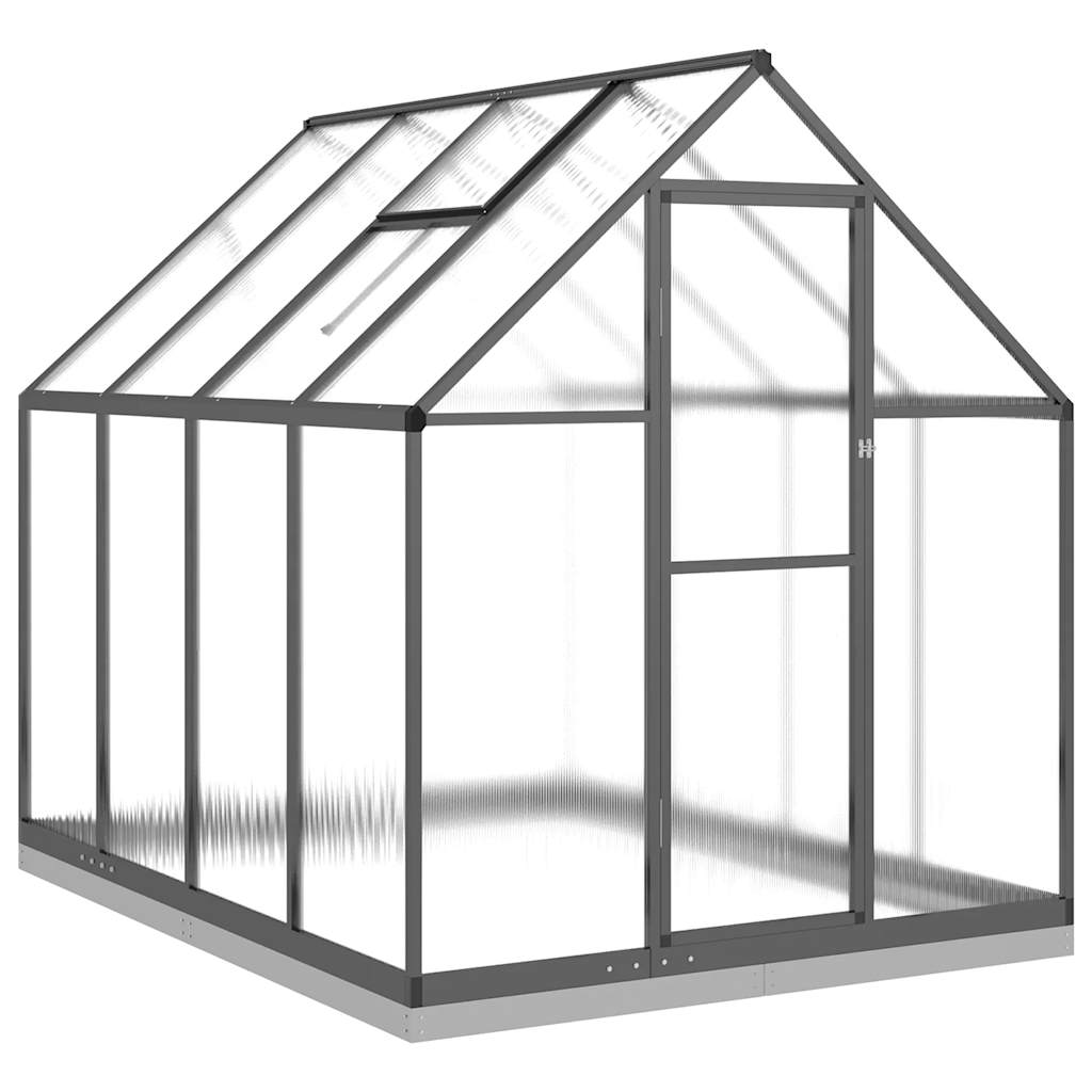 VidaXL Gartengewächshaus mit Grundrahmen 224x169x202 cm, Farbe Aluminium Anthrazit