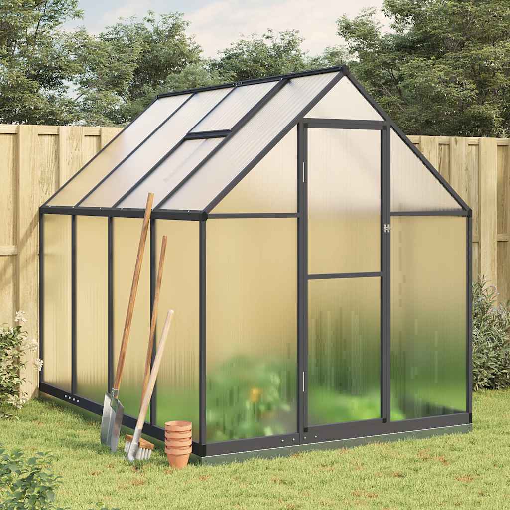VidaXL Gartengewächshaus mit Grundrahmen 224x169x202 cm, Farbe Aluminium Anthrazit