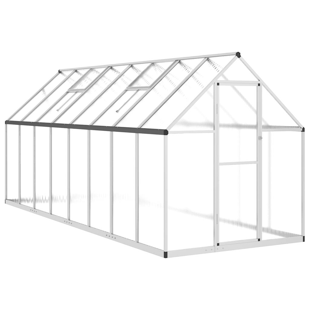 VidaXL Gartengewächshaus mit Grundgestell 445x169x195 cm Aluminium Silber