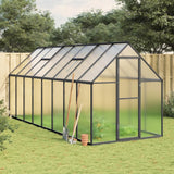 VidaXL Gartengewächshaus mit Grundrahmen 445 x 169 x 195 cm, Farbe Aluminium Anthrazit