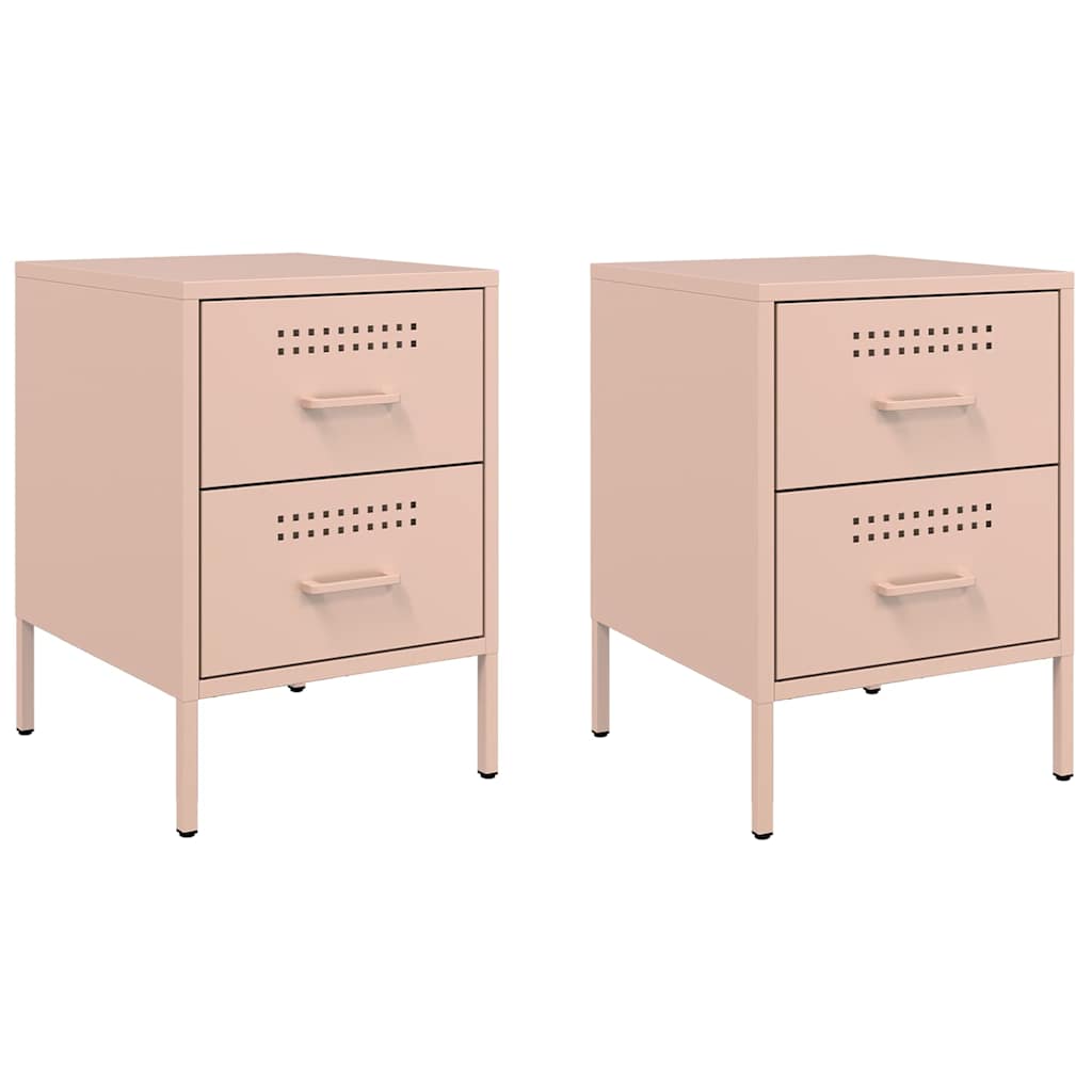 Vidaxl nachtkastjes 2 st 36x39x50,5 cm staal roze