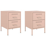 Vidaxl nachtkastjes 2 st 36x39x50,5 cm staal roze