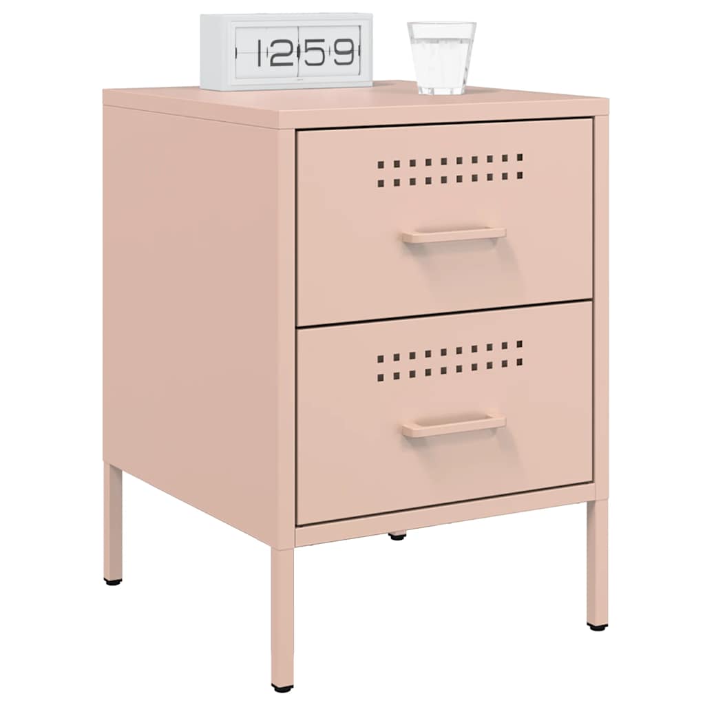 Vidaxl nachtkastjes 2 st 36x39x50,5 cm staal roze