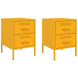 Vidaxl nachtkastjes 2 st 36x39x50,5 cm staal mosterdgeel