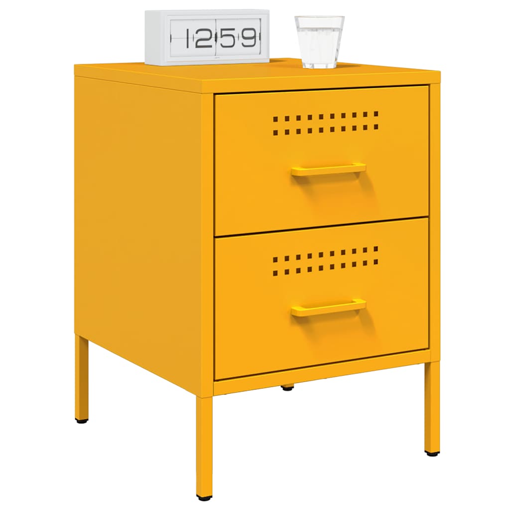 Vidaxl nachtkastjes 2 st 36x39x50,5 cm staal mosterdgeel