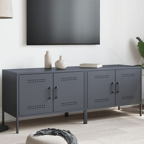 Vidaxl tv-meubelen 2 st 68x39x50,5 cm staal antracietkleurig