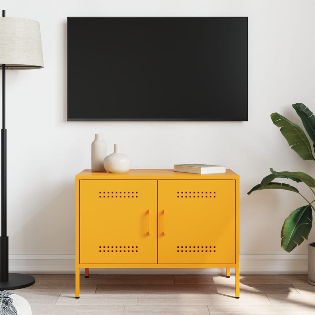 Vidaxl tv-meubel 68x39x50,5 cm staal mosterdgeel