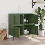 Vidaxl dressoir 68x39x79 cm staal olijfgroen
