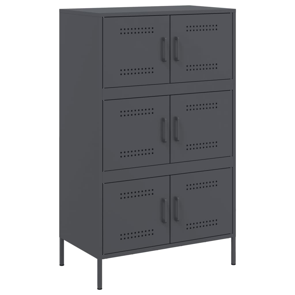 Vidaxl hoge kast 68x39x113 cm staal antracietkleurig