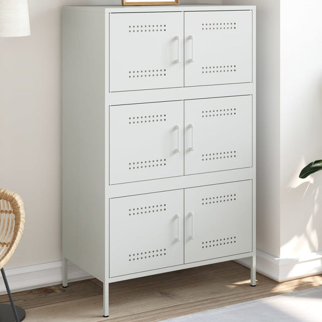 Vidaxl hoge kast 68x39x113 cm staal wit