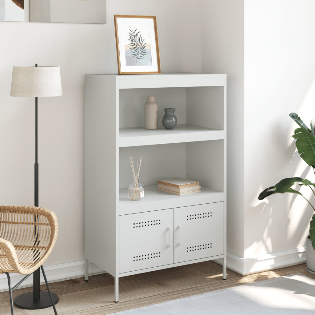 Vidaxl hoge kast 68x39x113 cm staal wit