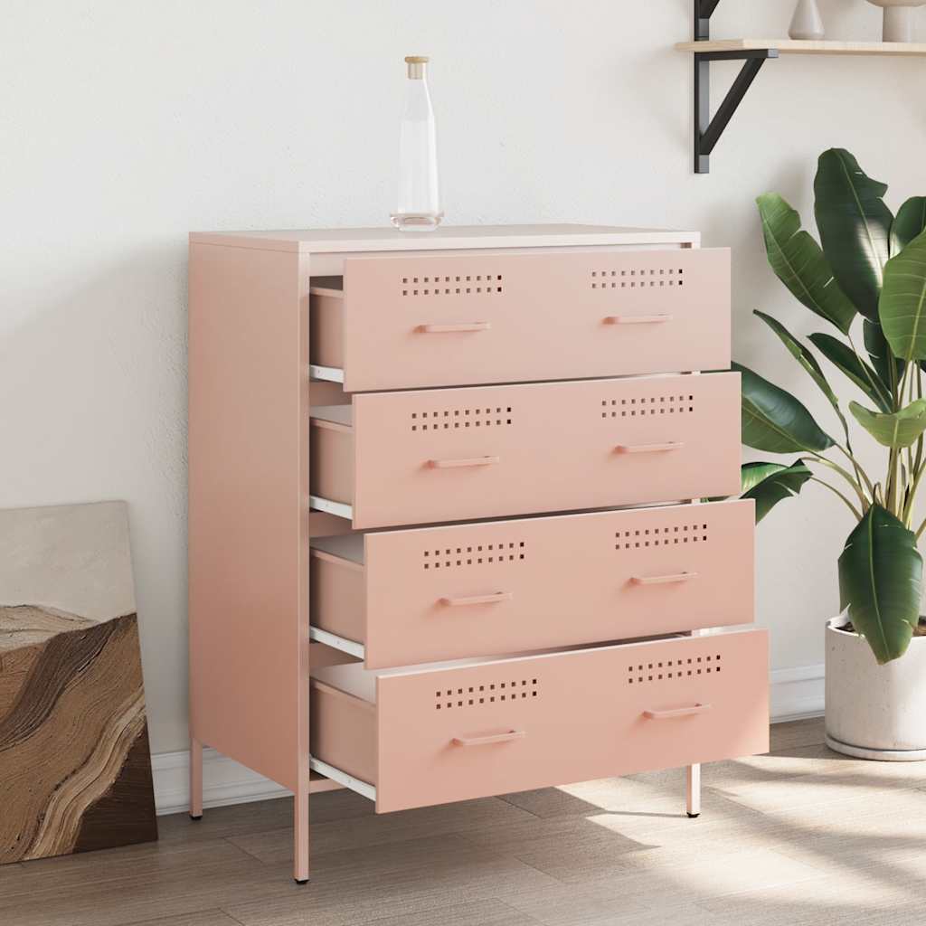 Vidaxl dressoir 68x39x89 cm staal roze