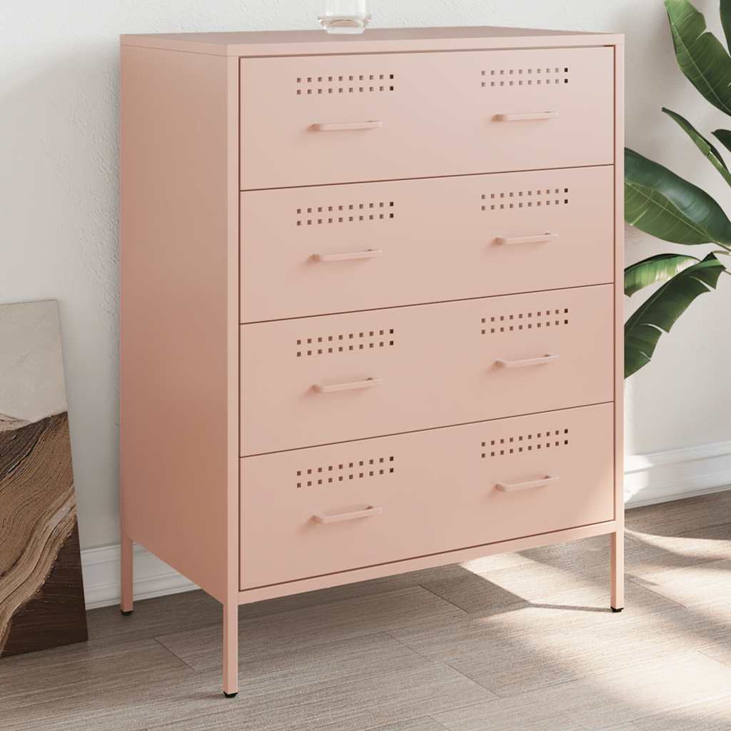 Vidaxl dressoir 68x39x89 cm staal roze